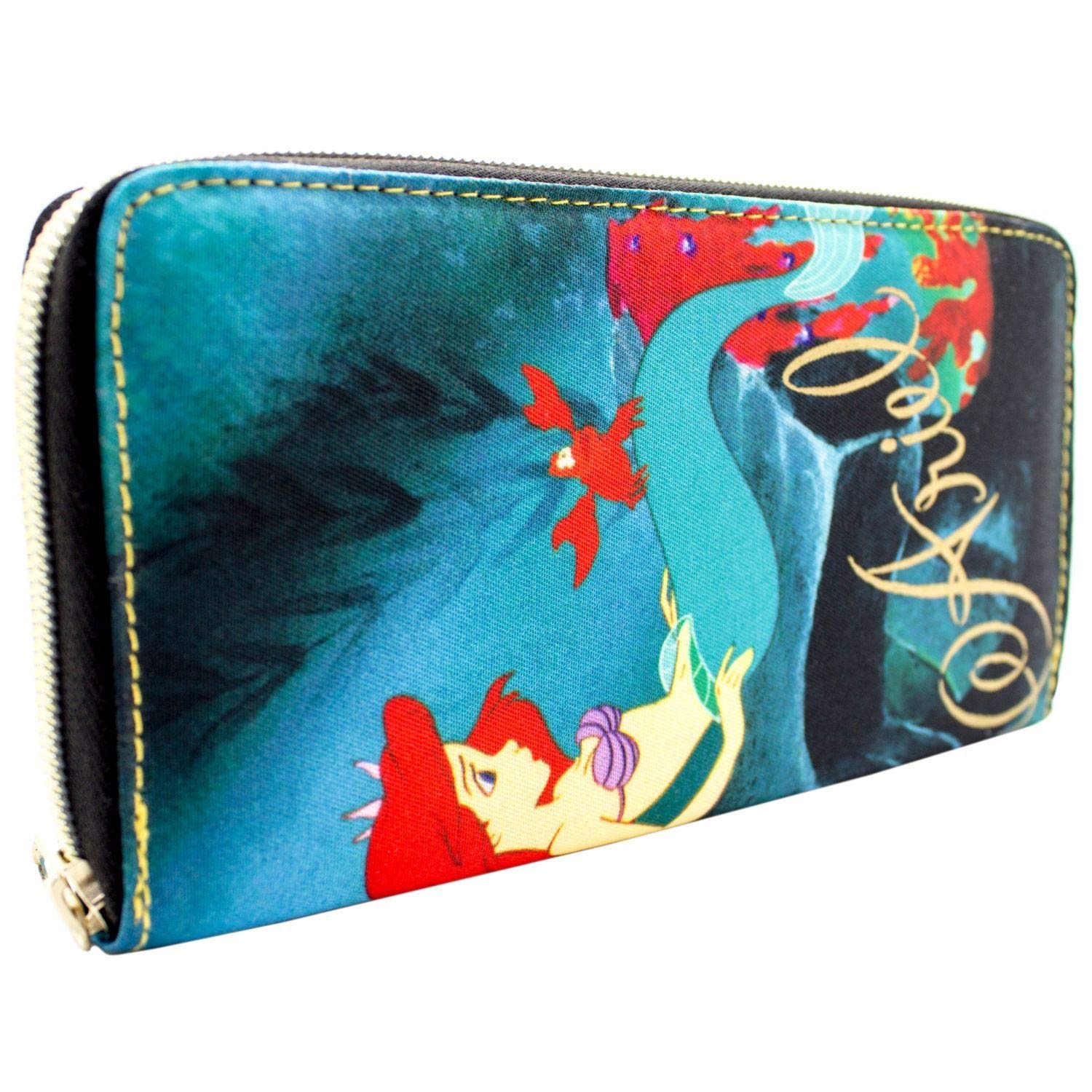 Disney Ariel The Little Mermaid Green Coin & Card Clutch Purse