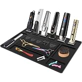 Magnetic Barber Mat for Clippers with 6 Magnets, Barber Station Organizer Magnetic Tool Mat, Barber Matt Organizer Station, Magnetic Clipper Mat for Tools Pad for Grooming Table Tray Stations Clipper
