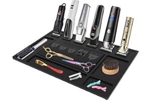 Magnetic Barber Mat for Clippers with 6 Magnets, Barber Station Organizer Magnetic Tool Mat, Barber Matt Organizer Station, Magnetic Clipper Mat for Tools Pad for Grooming Table Tray Stations Clipper