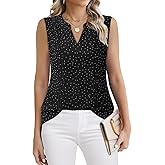 VALOLIA Womens Sleeveless Chiffon Double Layers Blouse Summer Tank Tops V Neck Loose Dressy Work Shirt 2025