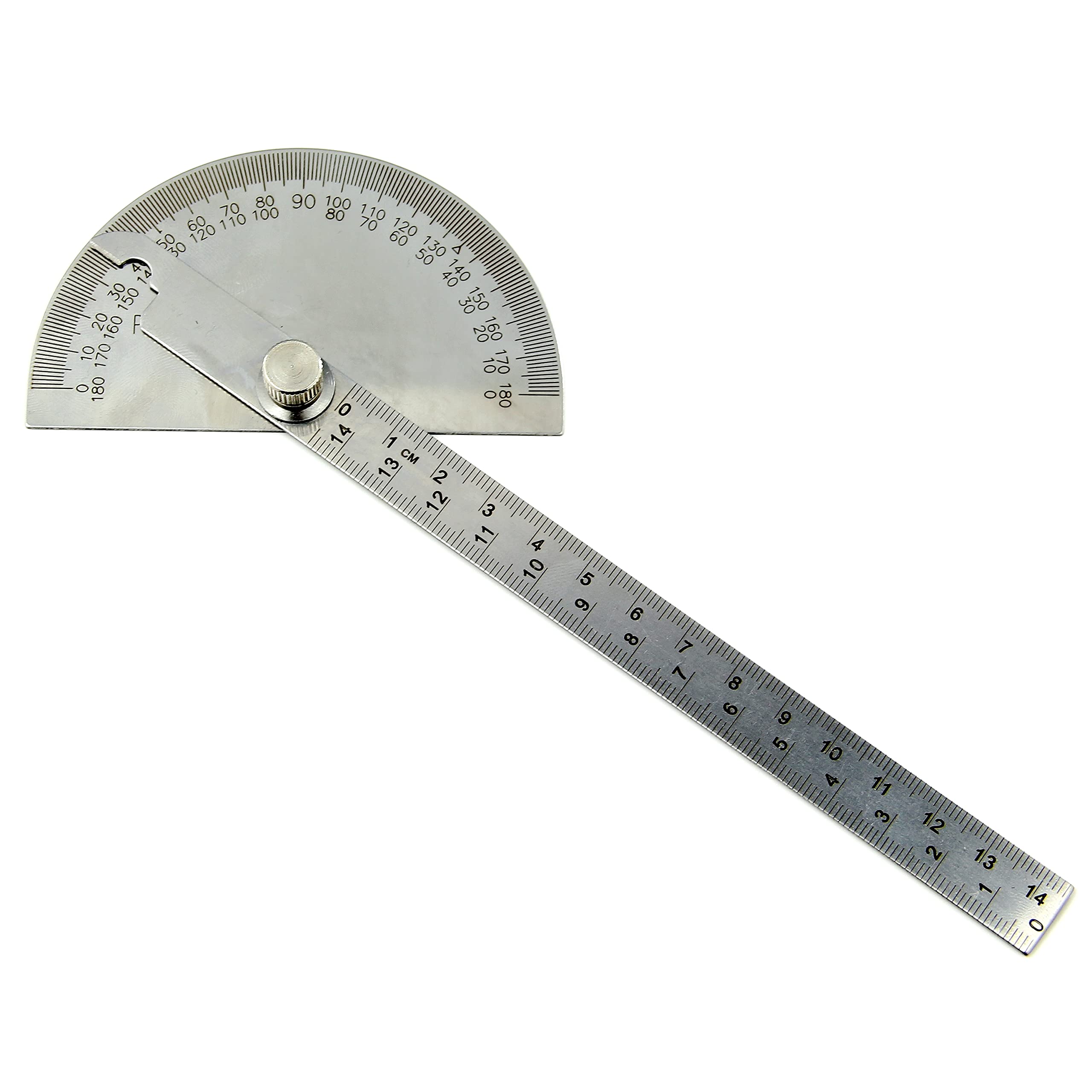 RHINORO 0-180° 180 Degree Stainless Steel Protractor Tool Angle Finder Ruler Semicircle Goniometer for Painting Drawing