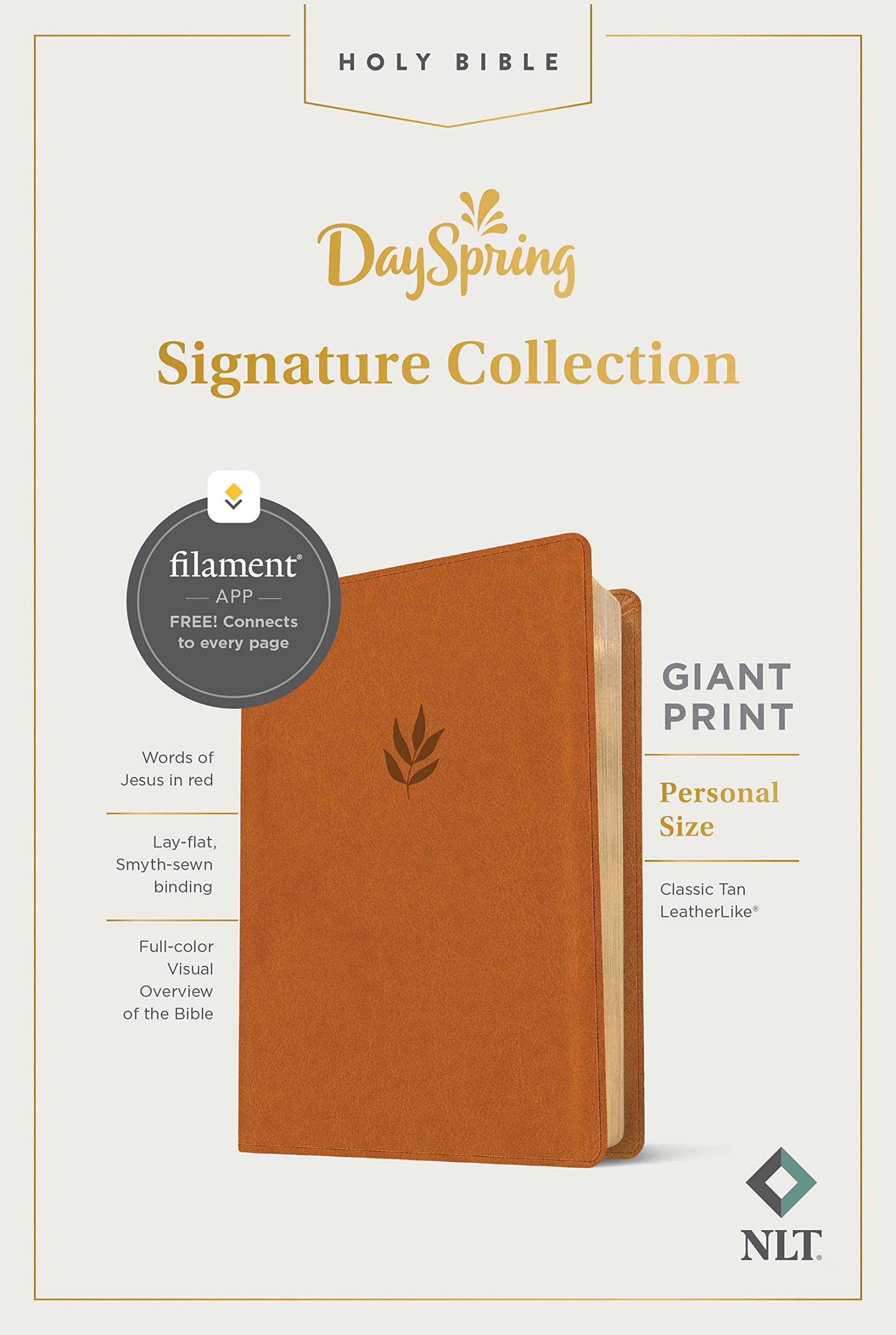 NLT Personal Size Giant Print Bible, Filament-Enabled Edition (LeatherLike, Classic Tan, Red Letter): DaySpring Signature Collection