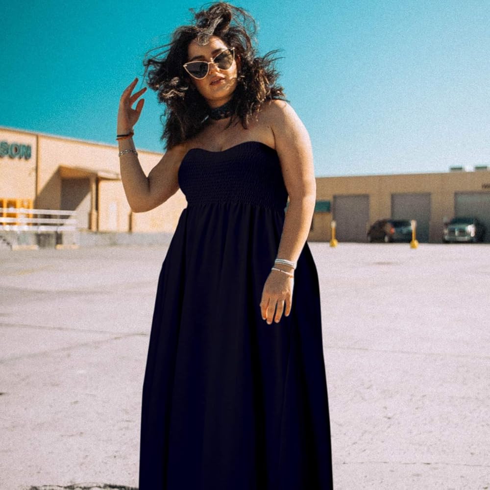 black strapless maxi dress casual