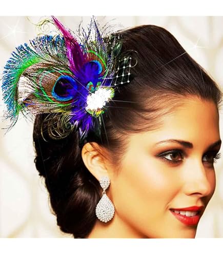 Amazon.com: Anglacesmade Bridal Feather Hair Clip Peacock  display picture 1