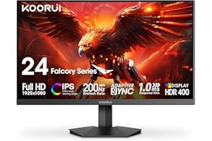 KOORUI 24 Inch IPS Gaming Monitor, FHD 1920×1080p, 165Hz 200Hz Monitors, 1ms with Adaptive Sync, DCI-P3 90% Color Gamut, HDR4