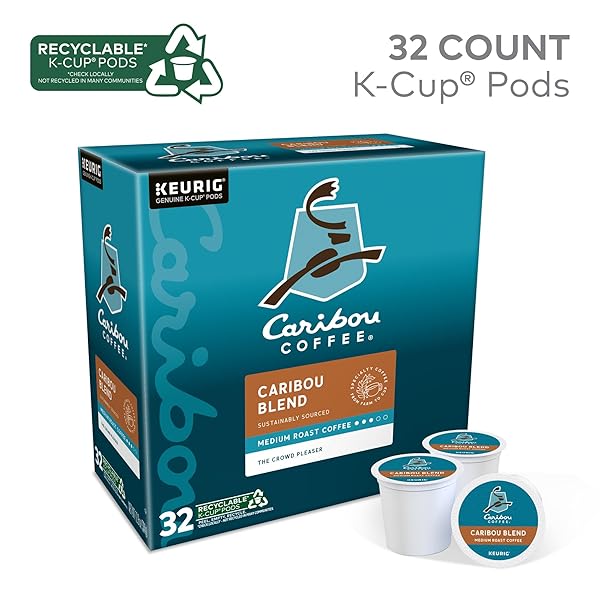 CARIBOU COFFEE CARIBOU BLEND, KEURIG SINGLE-SERVE K-CUP PODS, MEDIUM ROAST COFFEE, 32 COUNT(PACK OF 1)