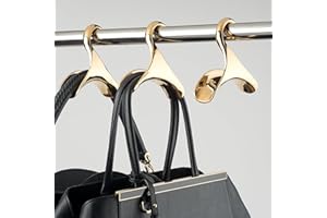 Bag-a-Vie Purse Hanger for Closet - Handbag Organizer Hooks for Hanging Bags & Purses, Protecting Bag Shape & Organizing Space (3 Hanger, Gold Metal)