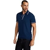 EXPRESS Men’s Luxe Pique Polo – Short Sleeve Soft Cotton Blend Shirt with Piped Collar and Tennis Tail Hem