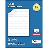 Address Labels, 2/3" x1-3/4 Shipping Address Labels for Inkjet & Laser Printers, Return Address Labels Compatible with 5195, 8195 and 18294 Labels, Easy to Peel (1500 Labels, 25 Sheets)