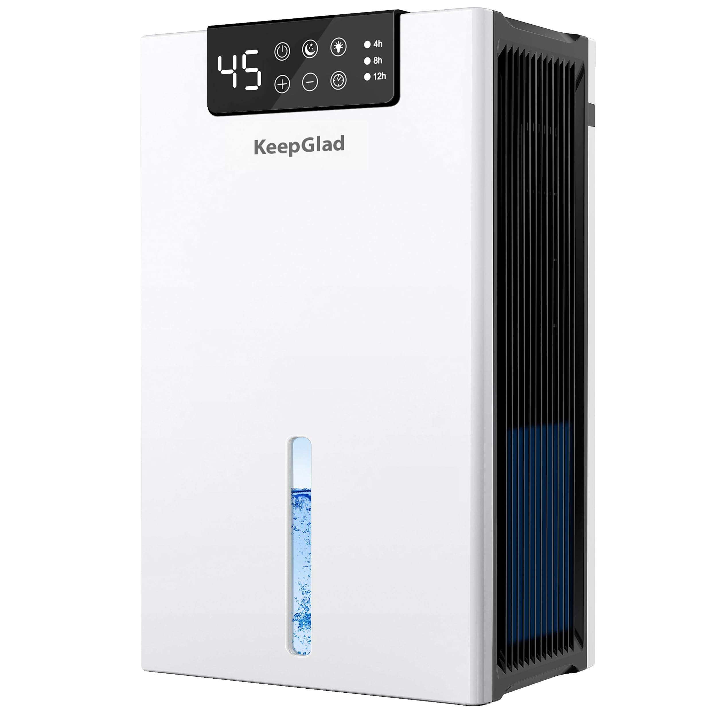 Photo 1 of KeepGlad Dehumidifier, 98OZ Dehumidifiers for Home(1000sq.ft), Humidity Display Dehumidifier for Basement Bathroom Bedroom, Auto Shut Off, Washable Filter, Drain Hose, Timer, 7 Ambient Lights, White