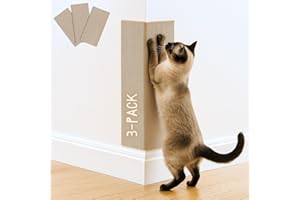 2ME Cat Scratch Mat (3 Pack), 23.6’’ x 11.8’’ Cat Wall Corner Scratcher, Versatile Self-Adhesive Replacement Easy Use for Cat Trees Wall Furniture, Scratching Posts, and Couch Protection (Beige)