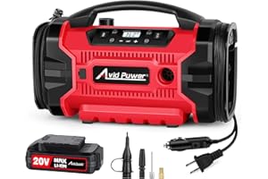 Avid Power Tire Inflator Portable Air compressor, 3 Power Source (110V AC,12V DC, 20V Battery), Car Air Pump w/Inflation & Deflation Modes, Triple Power Tire Inflator w/Dual Powerful Motors