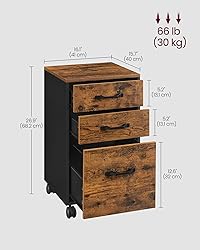 VASAGLE File Cabinet, 3 Drawers Filing Cabinet for