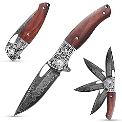Sitivien ST206 Damascus Steel Folding Knife, VG10