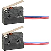 HUAREW 2 Pack Micro Limit Switch with Hinge Lever 6A 12V DC Micro Switch Normally Open Close Limit Switch, SPDT 3 Pin 5A 250VAC with Pre-Wired