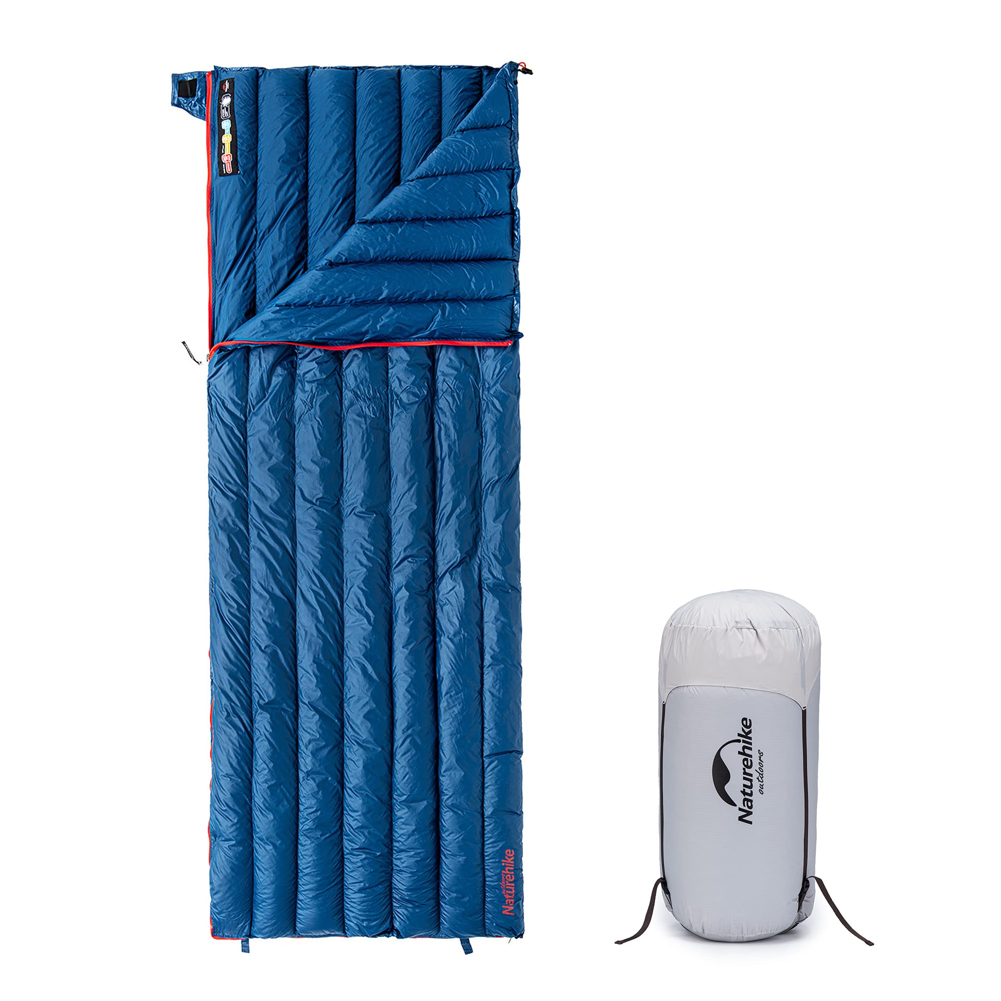 Naturehike Ultra Lightweight Envelope Sleeping Bag for 3-4 Seasons, Waterproof, for Camping, Hiking, Mountaineering, 400g of goose down (Blue)