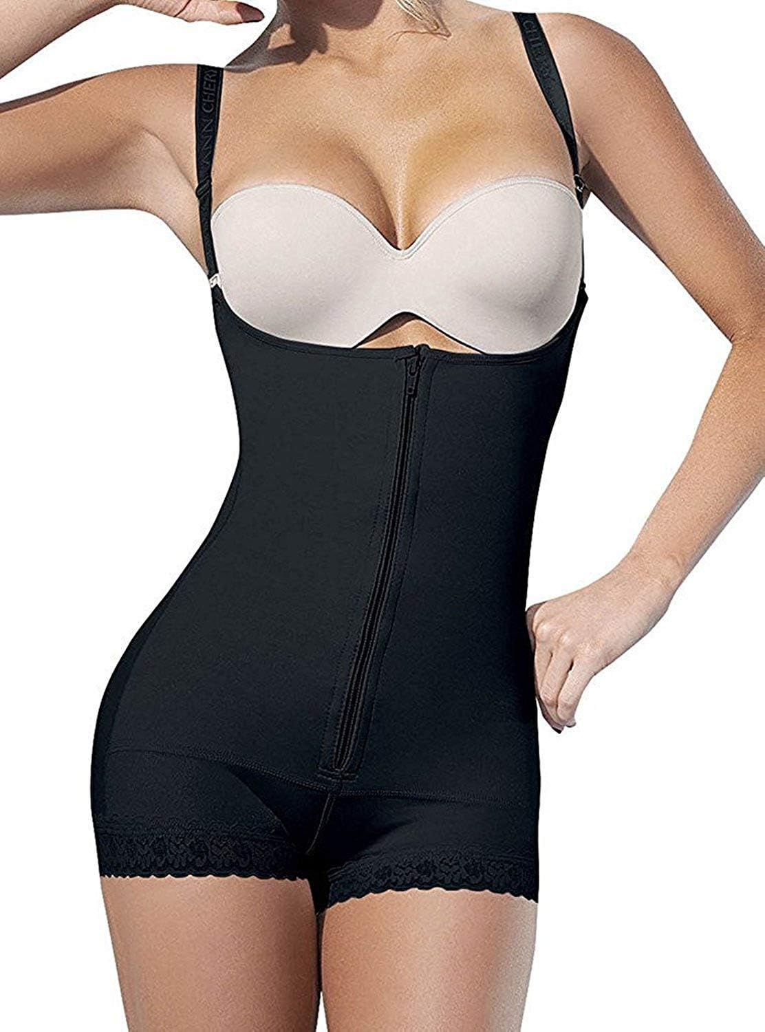 REshape Womens Open Bust Bodysuit Seamless Firm Control Shapewear Slimming Body Shaper Beige