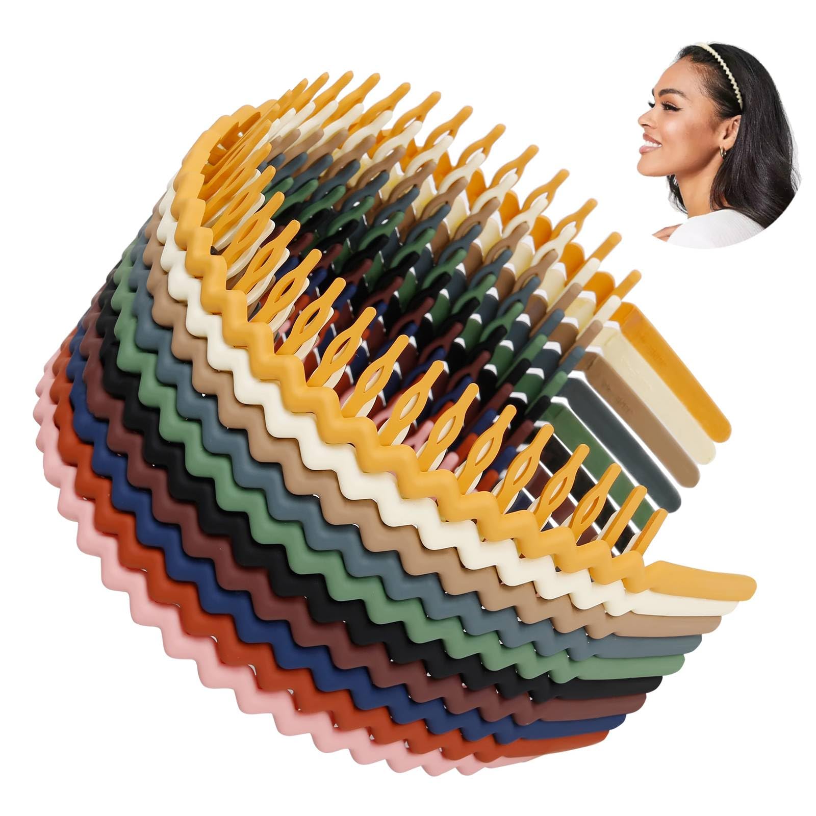 WOVOWOVO Plastic Hair Bands with Teeth, 10 Packs Thin Headbands for Women Girls Teens, Non Slip Hair Comb Head Bands Hair Accessories