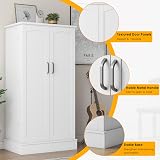 cointwo 47" Kitchen Cupboard with Adjustable Shelves - White Storage Unit view 6