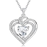 ELEDUCTMON Sterling Silver Heart Necklace for Women Cubic Zirconia Heart Shaped Pendant Necklace Adjustable Love Heart Charms Necklace Classic Necklace Gifts