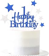Pargleev Glittery Black Gold 80th Birthday Cake Topper Star Party Supplies