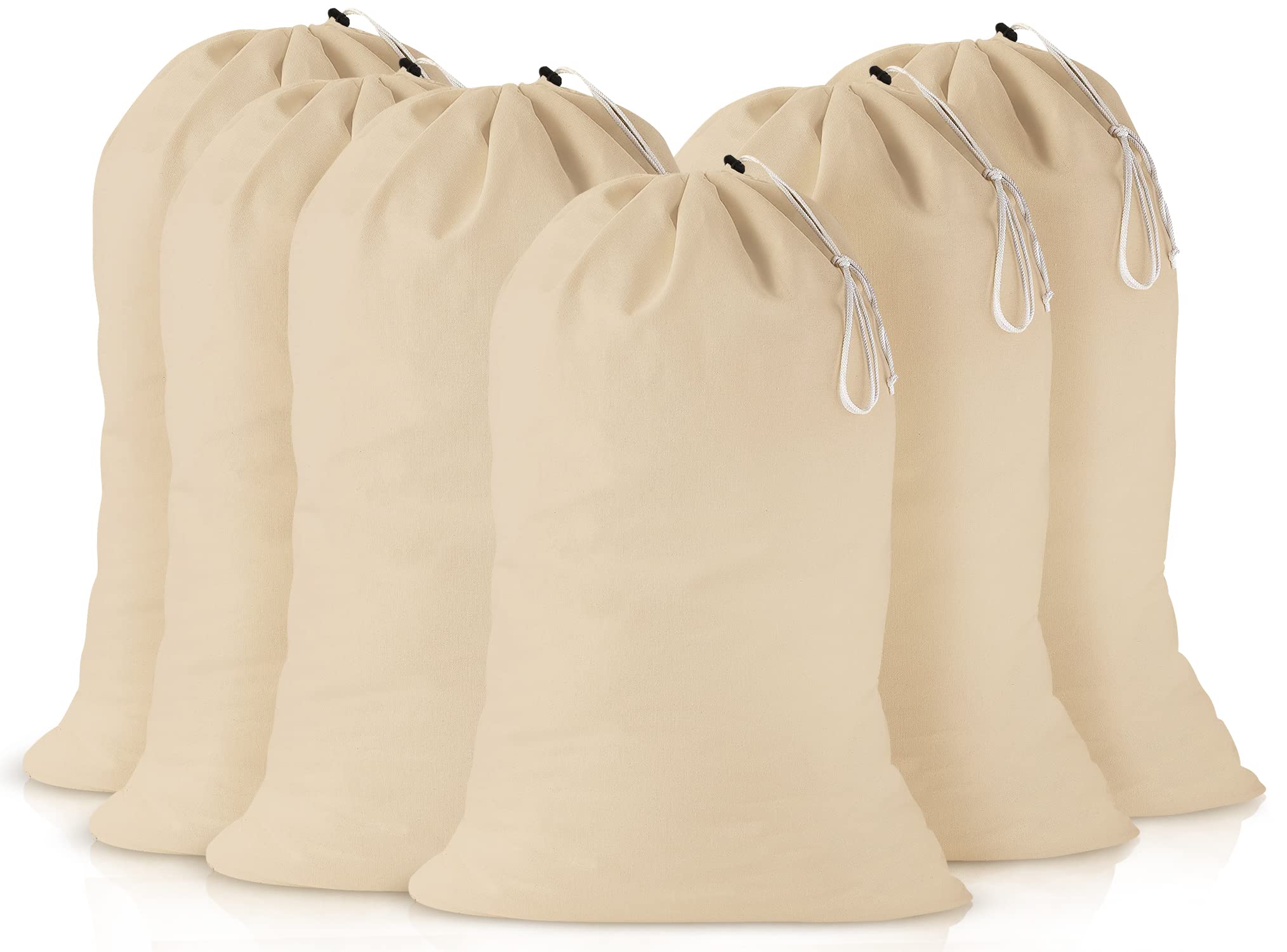 06 pack Extra Large Cotton Laundry Bag, Heavy Duty Laundry Bags 24 x 36 (60CM X90 CM) XL Drawstring Travel Organizer Bag Fit Hamper Basket Camp Home College Dorm Tear Resistant Cloth Big Storage