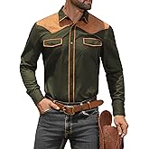 MioRoim Men's Cowboy Shirt Long Sleeve Button Down Western Shirts Vintage Denim Shirts