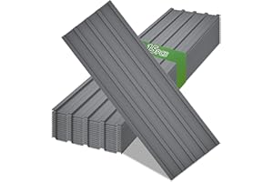 Jaxilyn Metal Roof Panels 15 pcs 6.1 ft Length Galvanized Steel Corrugated Tin Roofing Panels Gazebo Top Cover Garages,Sheds, Stables and Mobile Homes Replacement for Patio Outdoor Garden, Gray