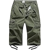 FOURSTEEDS Women's Mid Rise Cargo Capris Elastic Waist Drawstring Multi Pocket Working Tactical Hiking Cropped Cargo Pants