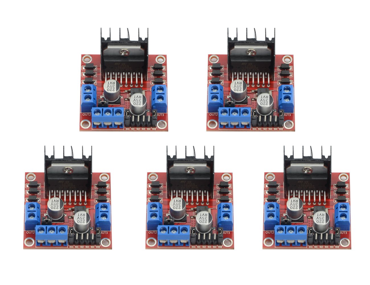 WMYCONGCONG 5 PCS L298N Motor Drive Controller Board Module Dual H Bridge DC Stepper Module for Arduino