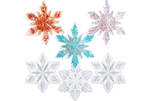 Actvty Christmas Resin Molds, Snowflake Resin Mold, 3Pcs Big Snowflake Silicone Molds for Resin, Christmas Ornament Resin Molds DIY Xmas Decoration Gift