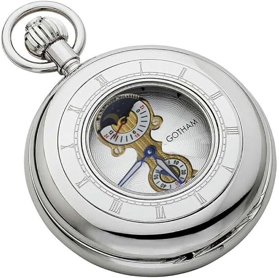 Gotham Men's SilverTone Mechanical Pocket Watch with