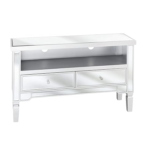 Beliani Modern Glam Mirrored Sideboard Chest Of Drawers Open Shelf