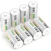 EBL Rechargeable C Batteries 5000mAh Ni-MH C Size Battery, Pack of 8