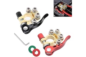 2 Pack Car Battery Terminal Connectors, 4 Way Quick Release Disconnect Car Battery Terminal with Hex Wrench Washers, for SAE/
