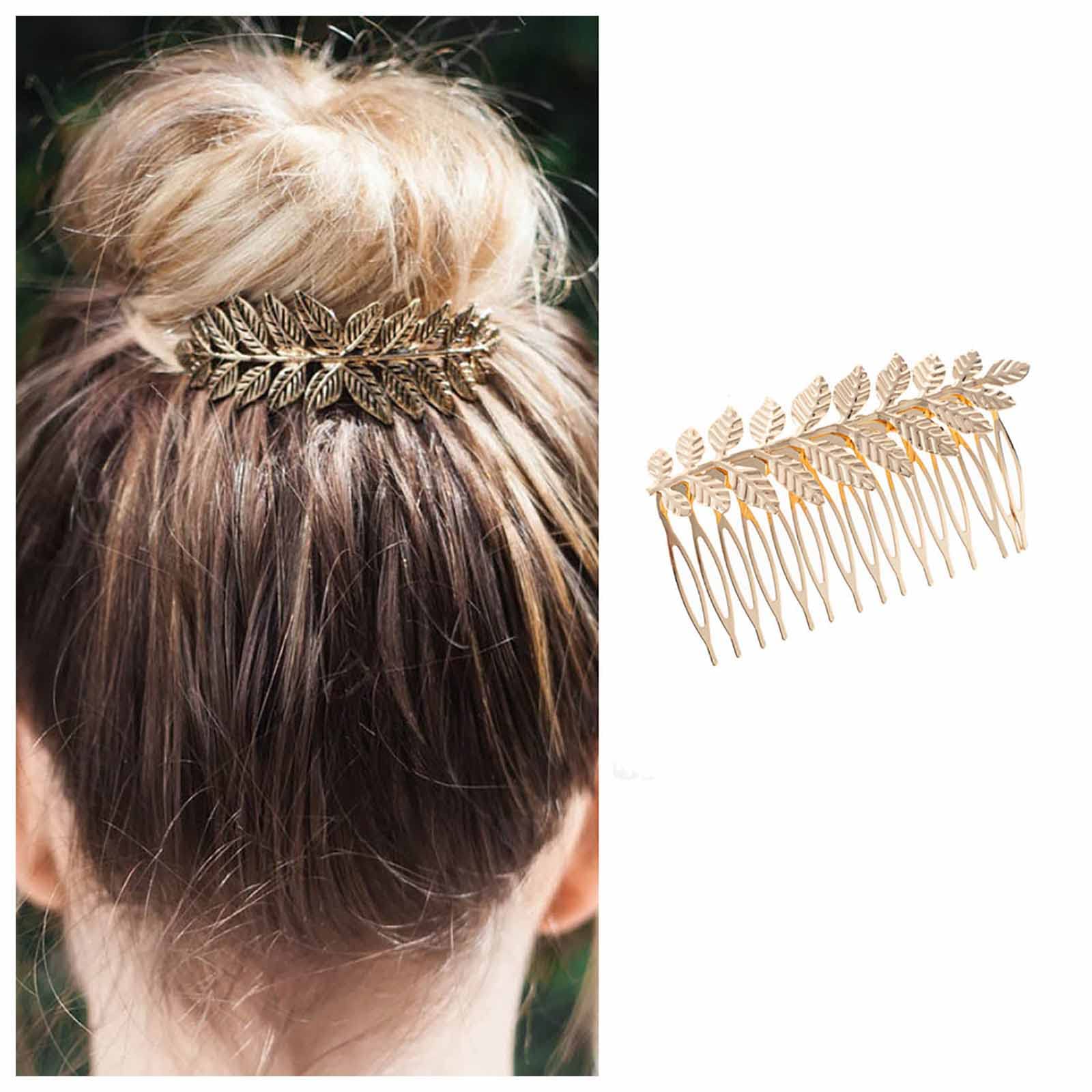 Cimenexe Bohemian Leaf Hair Comb Leaf Hair Barrette Gold Leaf Headpiece Vintage Headwear Hairpiece Decorative Wedding Comb Hair Accessories Jewelry for Women and Girls Gifts