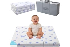 Ciremiv Trifold Pack and Play Mattress Topper, 38" x 26" x 2.4", Portable Baby Travel Mattress, with Memory Foam and Breathab