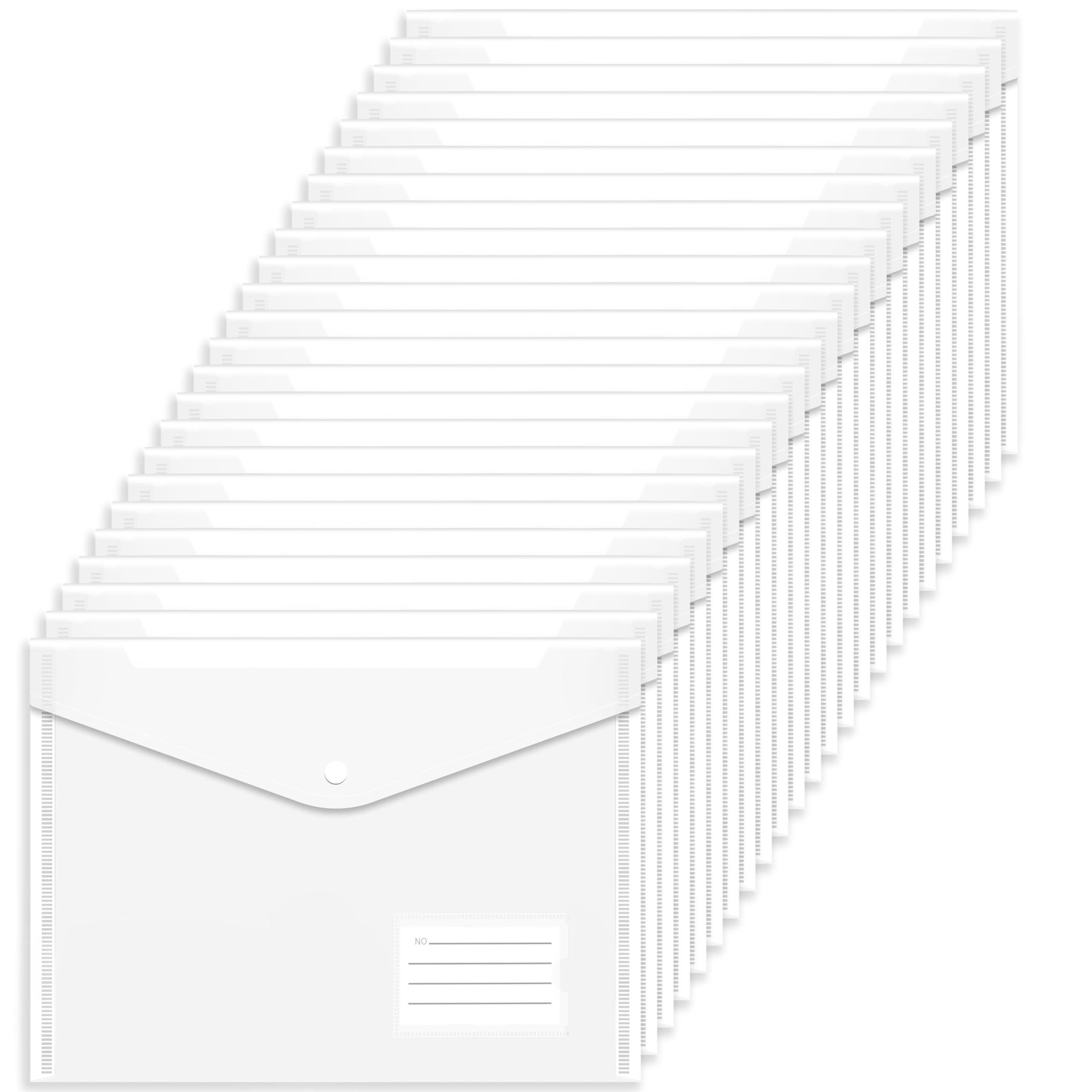 Clear Plastic Wallets A4 Folders - 24PCS Plastic Popper Wallets with Label Pocket Document Files A4 Plastic Envelope Wallet