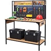 Northsky 48" Garage Workbench with Pegboard &amp; Storage 3D Printer Work Table | Craft Table with Storage Tool table Work Station with Power Outlets&amp; Pegboard for Workshop, Outdoor, Office, Home, Commercial
