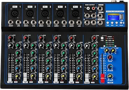 Amazon Com Depusheng Ht7 Bluetooth Portable Audio Mixer W Usb Dj Sound Mixing Console Mp3 Jack 48v Power For Computer Recording 7 Channel Bands Mixing Boards For Studio Recording Musical Instruments