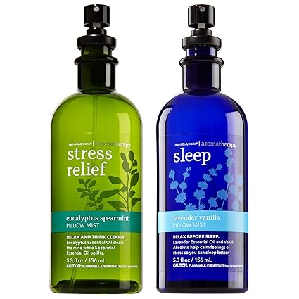 Bath Body Works Aromatherapy Stress Relief Eucalyptus Spearmint Sleep Lavender Vanilla Pillow Mist Set 53 Fl Oz Packaging May Vary