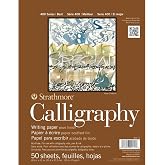 Strathmore STR- 50 Sheet Tape Bound Calligraphy Pad, 8.5 by 11", White