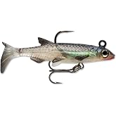 Storm WildEye Live Minnow Soft Plastic Swimbait, Pre-Rigged Paddle Tail Fishing Bait for Bass and Freshwater Fishing, 1", Minnow, Pack of 3