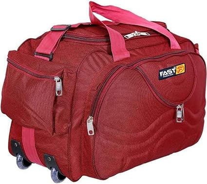 FAST FASHION Mens and Womens Fabric Red Travel Duffle Bag