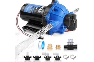 LYNVIRE [Upgraded Version] 12V DC RV Fresh Water Pump, 7.5GPM 80PSI, Five Chamber Self-Priming Diaphragm Pump with Heavy Duty Pressure Switch & Strainer for RV, Marine, Yacht, Caravan, Camper