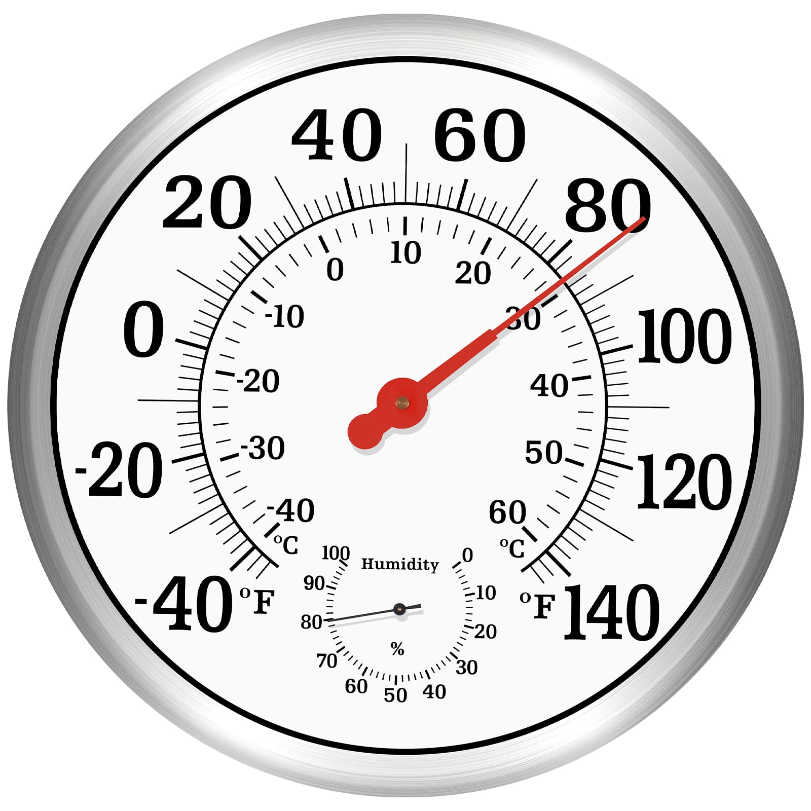 Photo 1 of Outdoor Thermometer Large Numbers - 12Inch Outdoor Thermometers for Patio Waterproof, Wall Mounted Thermometer Hanging Thermometer Hygrometer with Stainless Steel Enclosure, No Battery Required