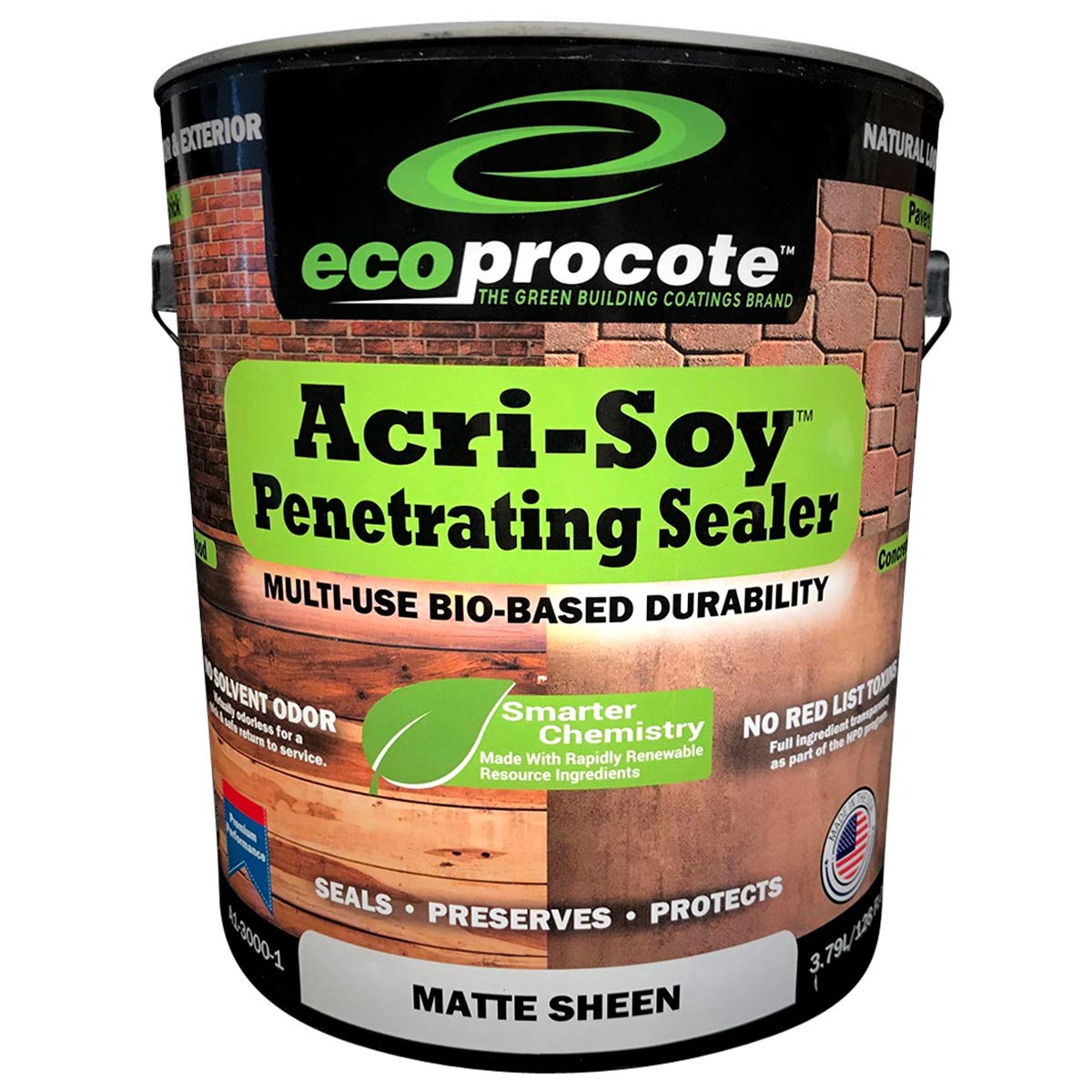 Acri-Soy Penetrating Concrete and Wood Sealer | Grout Sealer | Concrete Countertop Sealer | Natural Matte Sheen (1 Gallon)