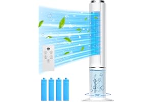 COOLECH 42 INCH Evaporative Air Cooler w/Remote &LED Touch Screen, 4 Mode &3 Speed, 1-Gal Tank for 15H Cooling, 12H Timer for Auto Off, 70°Oscillation Portable Swamp Cooler, Air Cooler for Room Patio