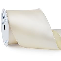 Ribbli Ivory Double Faced Satin Ribbon, 3” x