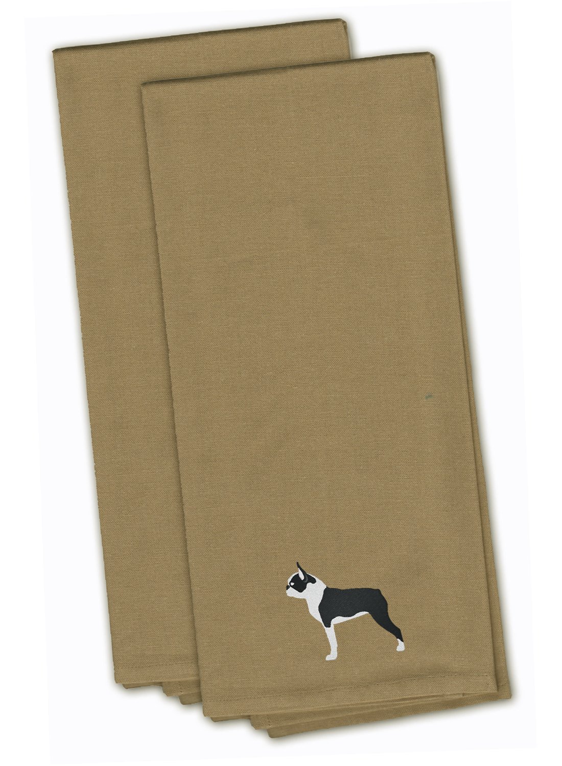 Caroline's Treasures BB3444TNTWE Tan Boston Terrier Embroidered Kitchen Towel Set of 2, Fabric